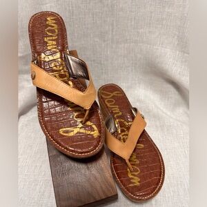 Sam Edelman Tan Leather Wedge Sandals – Size 8.5M